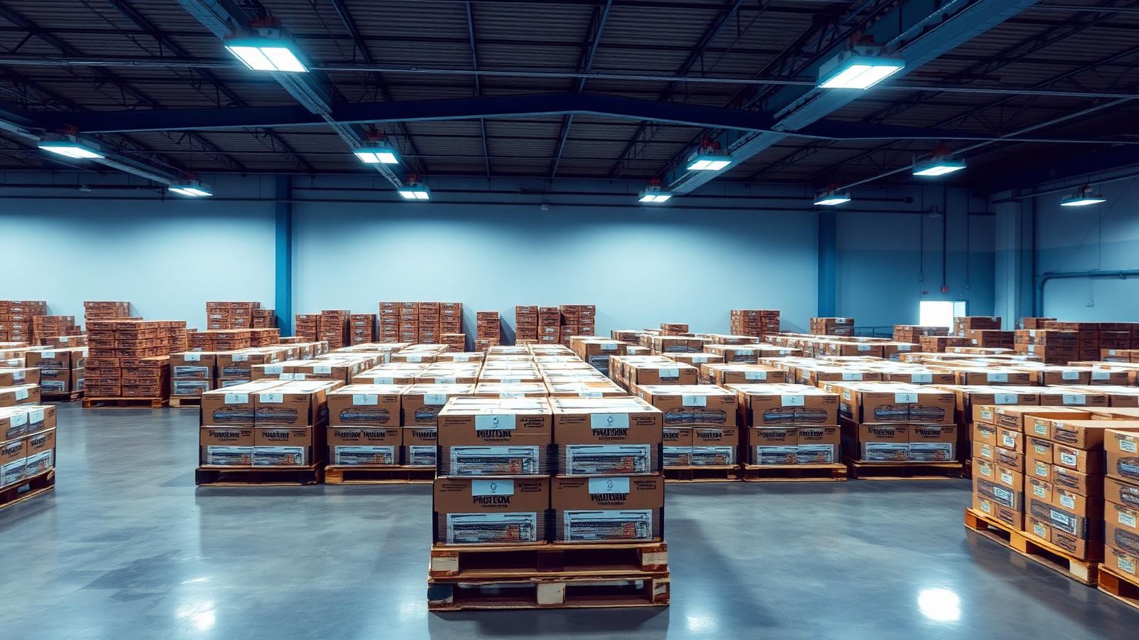 Palletised cartons loaded inside a refrigerated shipping container