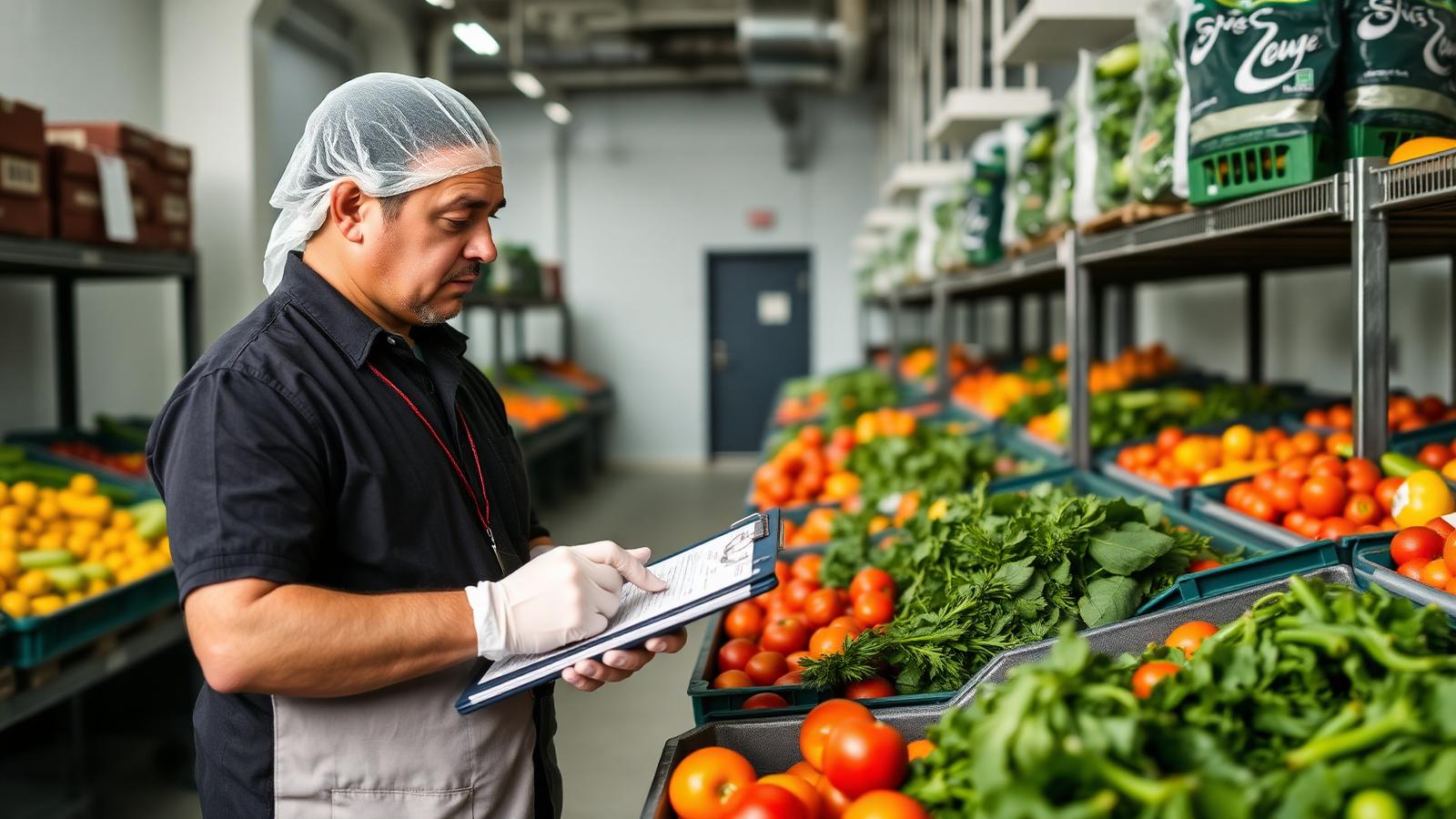 Quality inspector checking fruit grades before container stuffing